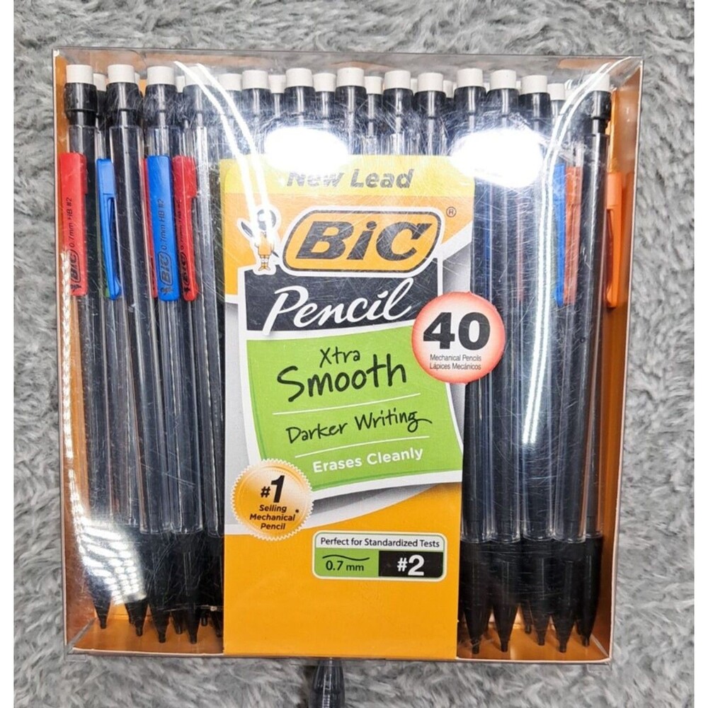New BIC Xtra Smooth Mechanical Pencils 0.7mm Pack of 40 Darker Writing 0.7 MM #2